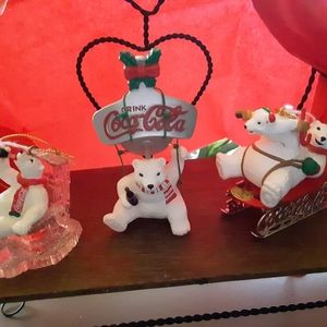 Coke cola Polar Bear Ornaments.Set of 3